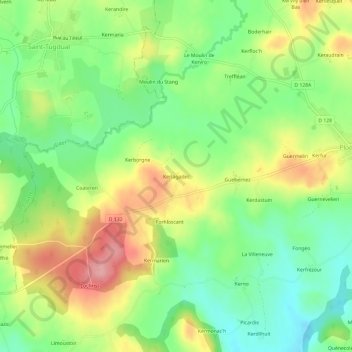 Carte topographique Kerlagadec, altitude, relief