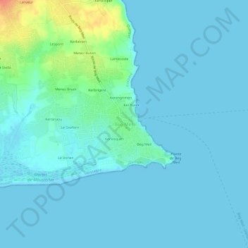 Carte topographique Beg-Meil, altitude, relief