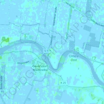 Carte topographique Itzwörden, altitude, relief