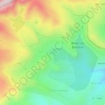 Carte topographique Chuspiri, altitude, relief