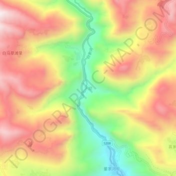 Carte topographique Xiaba, altitude, relief
