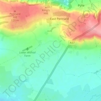 Carte topographique Huxham Green, altitude, relief