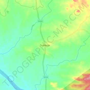 Carte topographique Subdega, altitude, relief