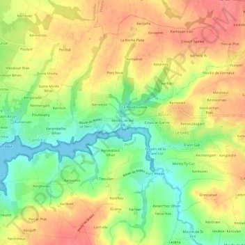 Carte topographique Moulin de Bel Air, altitude, relief