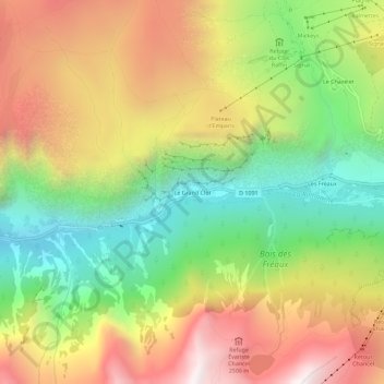 Carte topographique Le Grand Clot, altitude, relief