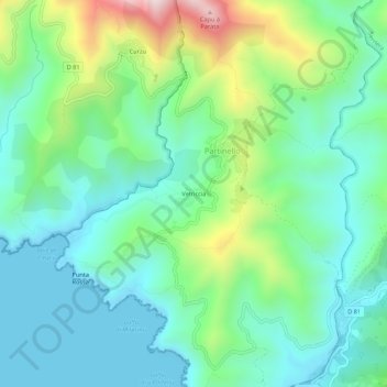 Carte topographique Vetriccia, altitude, relief