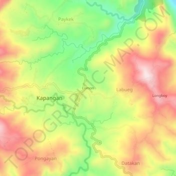 Carte topographique Lomon, altitude, relief