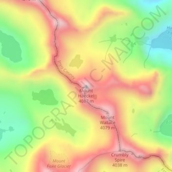 Carte topographique Mount Haeckel, altitude, relief