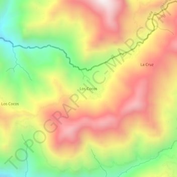 Carte topographique Los Cocos, altitude, relief