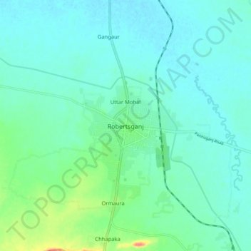 Carte topographique Robertsganj, altitude, relief