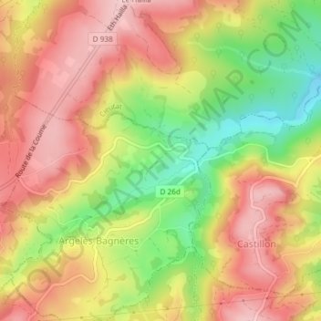 Carte topographique Mariagne, altitude, relief