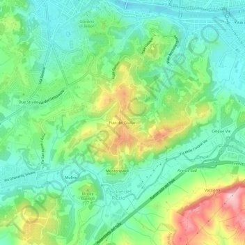 Carte topographique Pian dei Giullari, altitude, relief