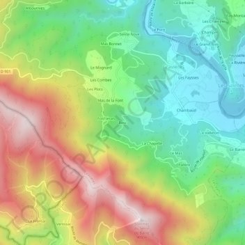 Carte topographique Bosc, altitude, relief