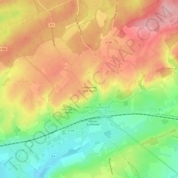 Carte topographique Lotissement de la Vigne, altitude, relief
