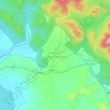 Carte topographique Xochicalco (Cirenio Longares), altitude, relief