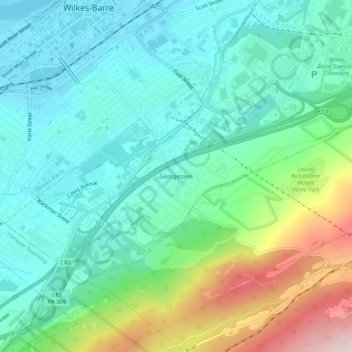 Carte topographique Georgetown, altitude, relief
