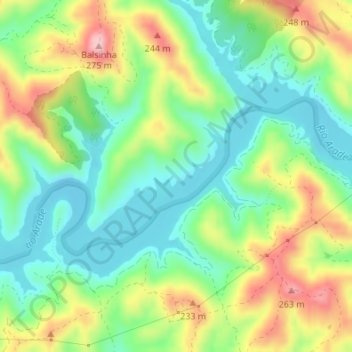 Carte topographique Pego Escuro, altitude, relief