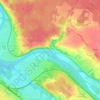 Carte topographique La Celle-sur-Seine, altitude, relief