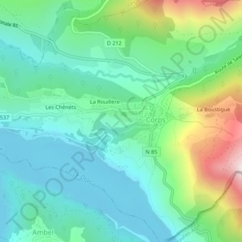 Carte topographique Dessous Lara, altitude, relief