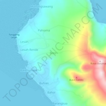 Carte topographique Boto, altitude, relief