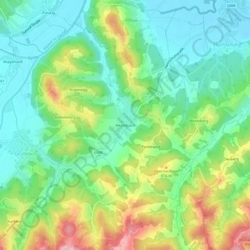 Carte topographique Nestelbach, altitude, relief