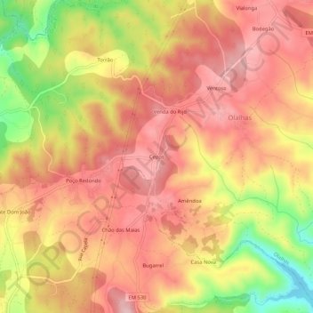 Carte topographique Cepos, altitude, relief
