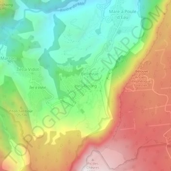 Carte topographique Hell-Bourg, altitude, relief
