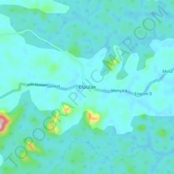 Carte topographique Efoulan, altitude, relief