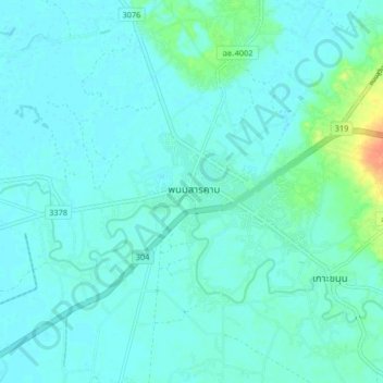 Carte topographique Phanom Sarakham, altitude, relief