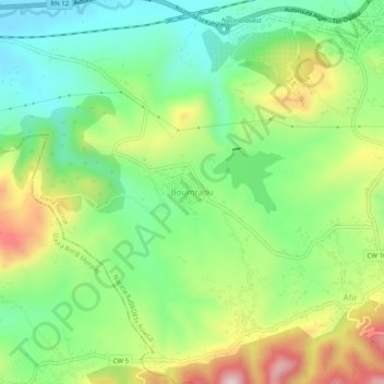 Carte topographique Boumraou, altitude, relief