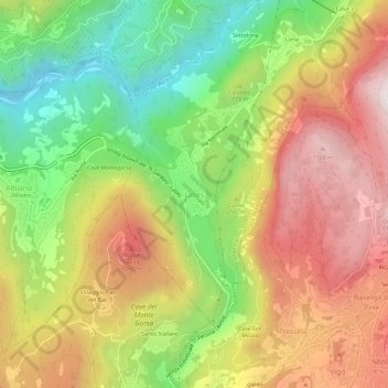 Carte topographique Lases, altitude, relief