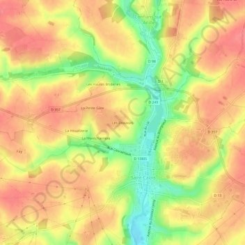 Carte topographique Les Beauvais, altitude, relief