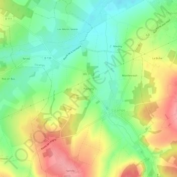 Carte topographique Pouligny, altitude, relief