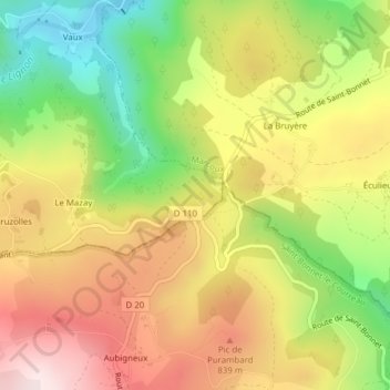 Carte topographique Col de la Pelletière, altitude, relief