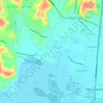 Carte topographique Jardim Fênix, altitude, relief