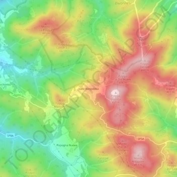 Carte topographique Valle Benedetta, altitude, relief
