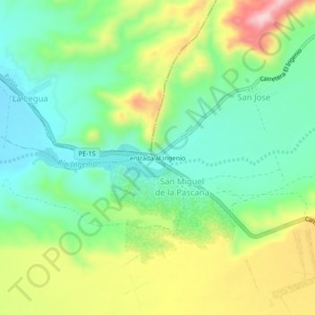Carte topographique entrada al ingenio, altitude, relief