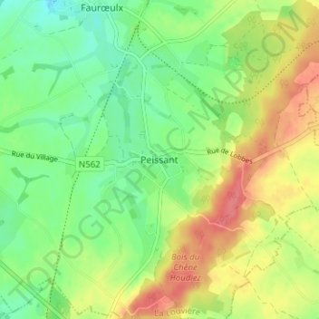 Carte topographique Peissant, altitude, relief