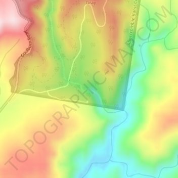 Carte topographique Grove Creek Falls, altitude, relief