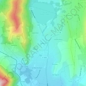Carte topographique Le Bourg, altitude, relief