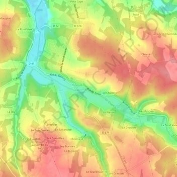 Carte topographique La Maillerie, altitude, relief