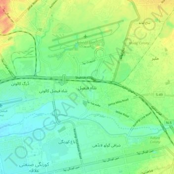 Carte topographique Shah Faisal, altitude, relief
