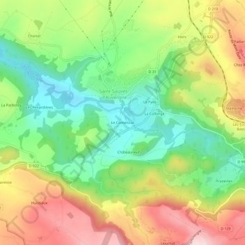 Carte topographique Le Corneloux, altitude, relief