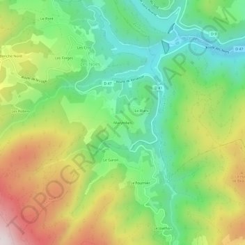 Carte topographique Marymbes, altitude, relief