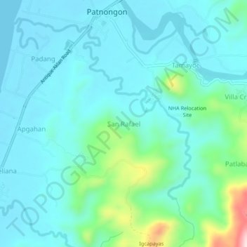 Carte topographique San Rafael, altitude, relief