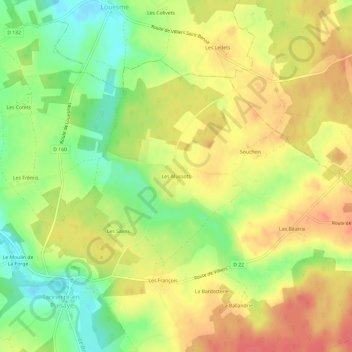 Carte topographique Les Mussots, altitude, relief