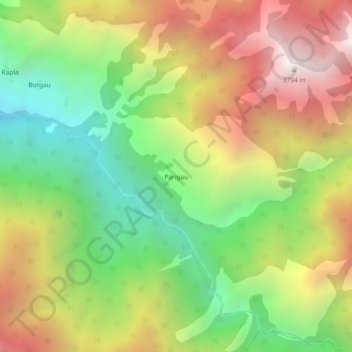 Carte topographique Parigau, altitude, relief