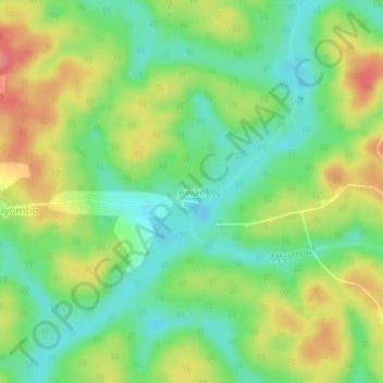 Carte topographique Awaé, altitude, relief