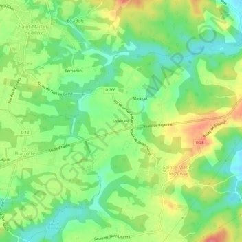 Carte topographique Sallenave, altitude, relief