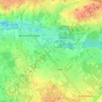 Carte topographique Herbroek, altitude, relief